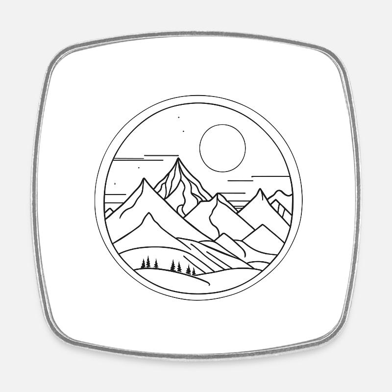 Mountains - Square fridge magnet - white