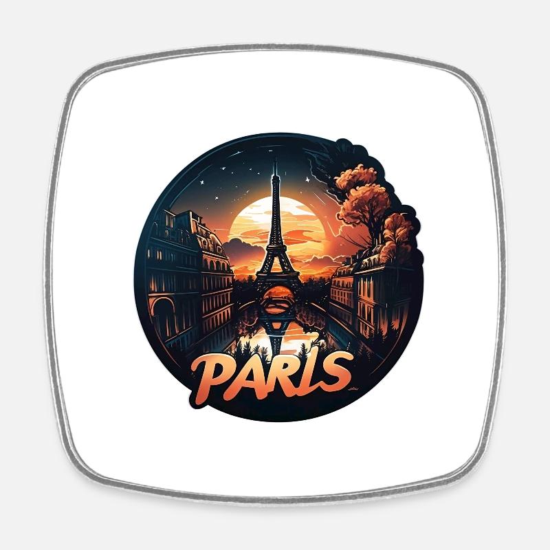 Paris et sa majestueuse Tour Eiffel - Magnet carré - blanc