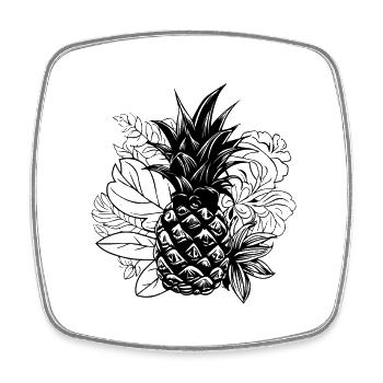 Ananas - Viereckiger Kühlschrankmagnet - Weiß - Vorne