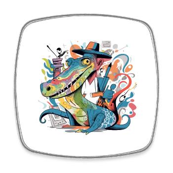 Izidi l'alligator - Magnet carré - blanc - Devant