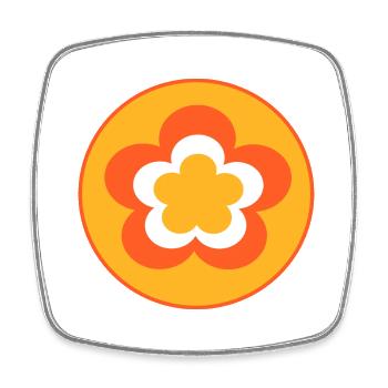 70er Jahre Blume Muster - Viereckiger Kühlschrankmagnet - Weiß - Vorne