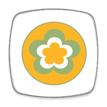 70s Flower Pattern - Square fridge magnet - white - Front