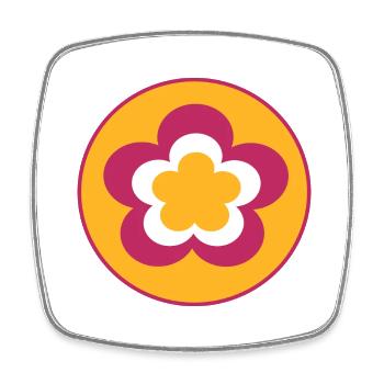 70s Flower Pattern Retro Hippie Flowers Power - Square fridge magnet - white - Front