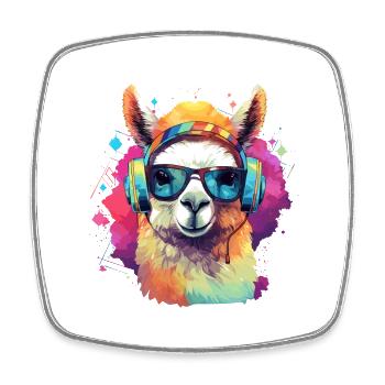 Happy Alpaga Rainbow Art - Magnet carré - blanc - Devant