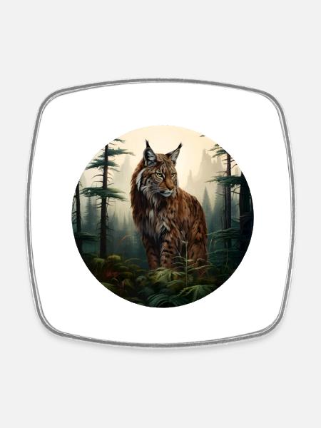 Luchs - Viereckiger Kühlschrankmagnet - Weiß