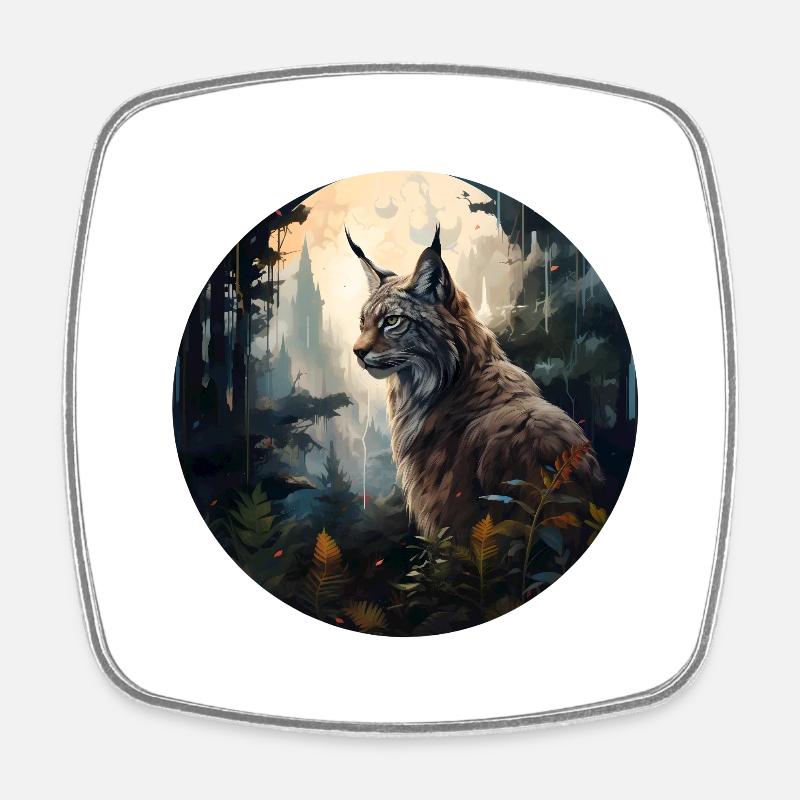 Lynx - Magnet carré - blanc