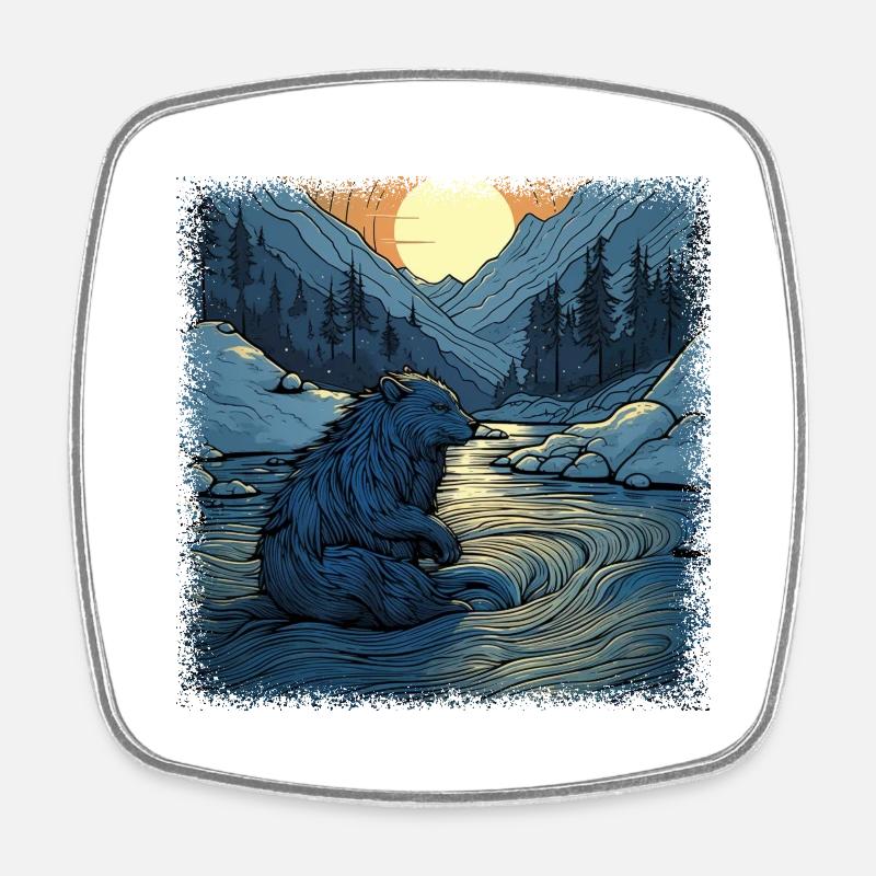 Bobr Beavers Gift Idea Pet - Square fridge magnet - white