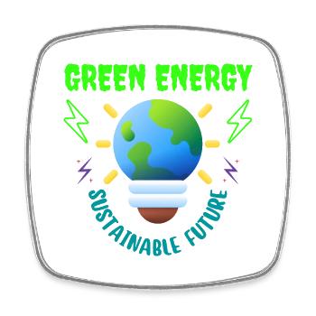 Green energy, sustainable future - Square fridge magnet - white - Front