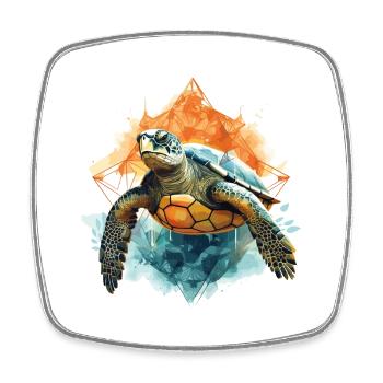 Abstrakte Natur: Böser Blick der Schildkröte - Viereckiger Kühlschrankmagnet - Weiß - Vorne