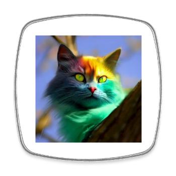 Multicolored cat on a tree - Square fridge magnet - white - Front