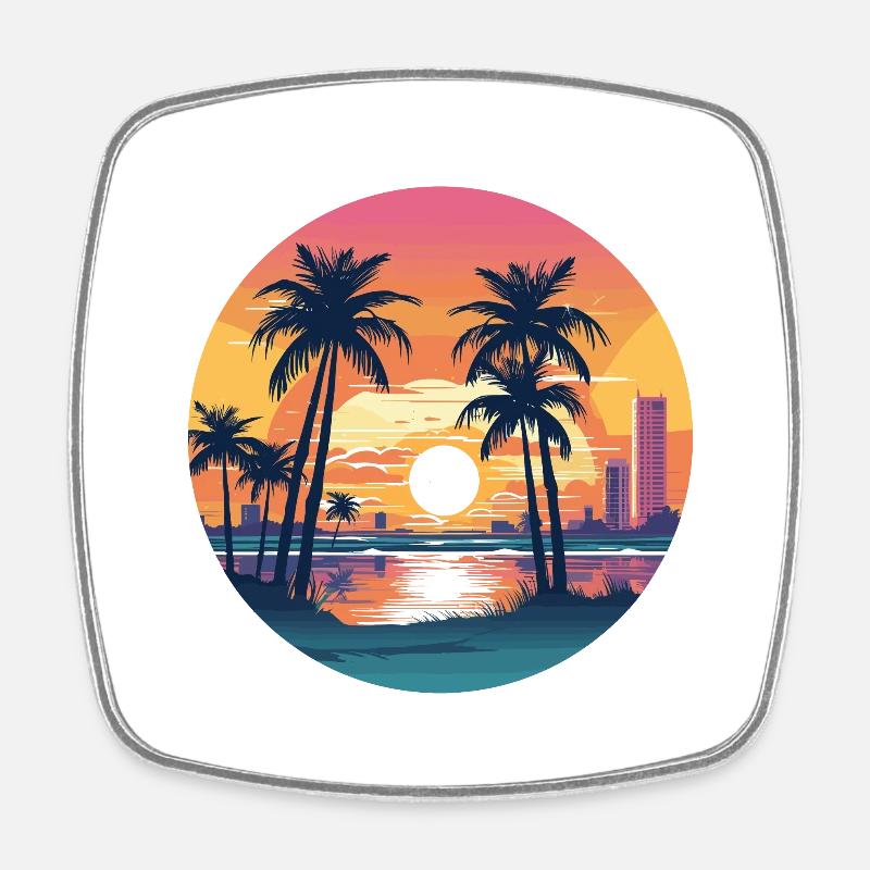 Sunset in Miami - Square fridge magnet - white