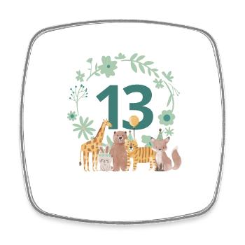 13th anniversary - animal birthday - Square fridge magnet - white - Front