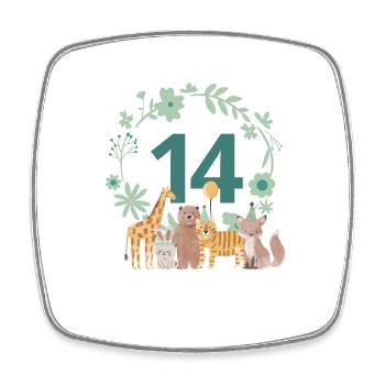 14th anniversary - animal birthday - Square fridge magnet - white - Front