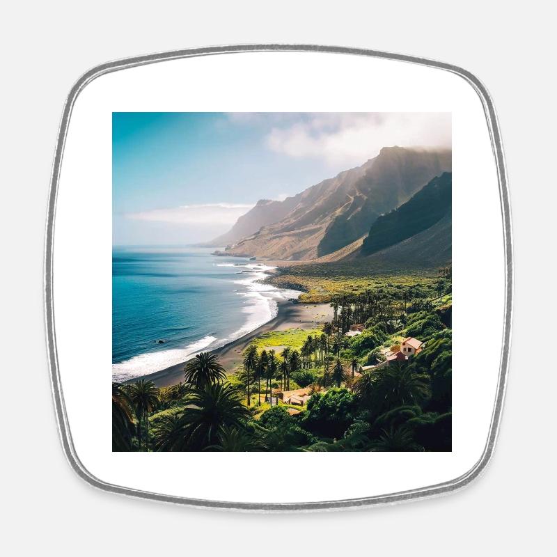 Tropical Island - Square fridge magnet - white