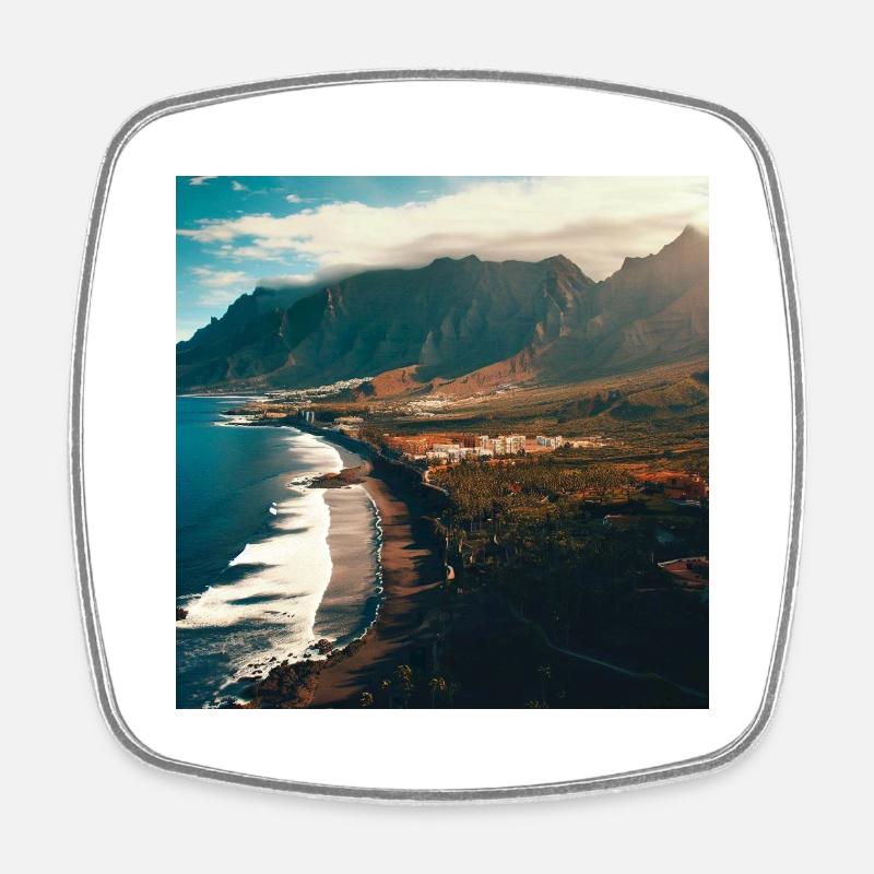 Island Mountains - Square fridge magnet - white
