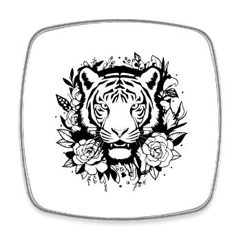 Tiger Raubkatze - Viereckiger Kühlschrankmagnet - Weiß - Vorne
