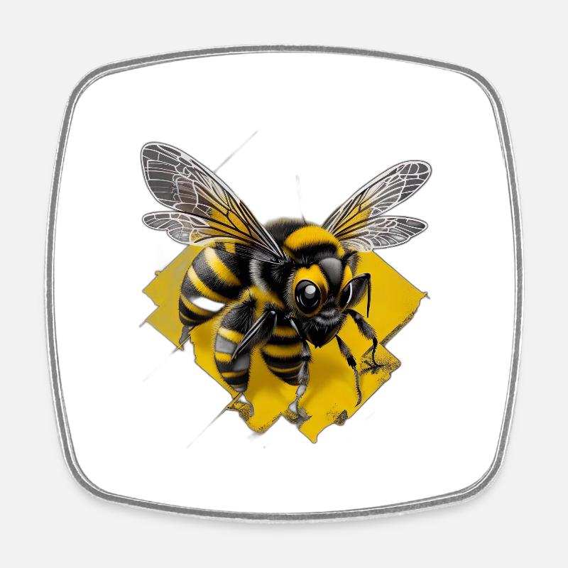 Bees love - Square fridge magnet - white