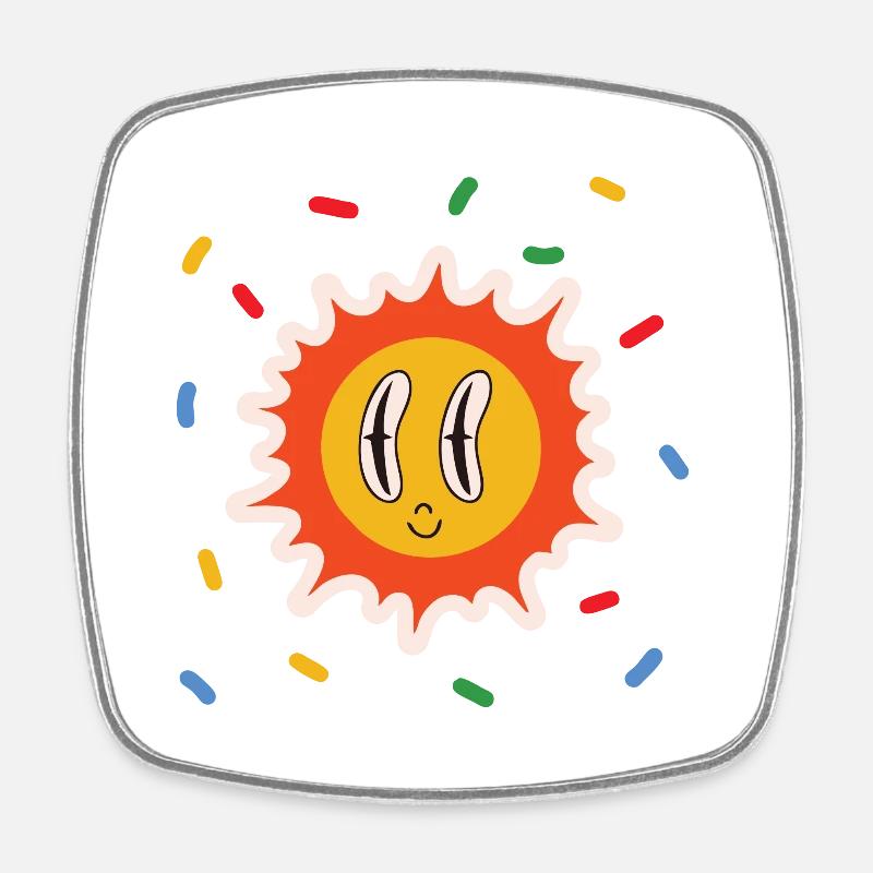 Trippy Sun - Magnet carré - blanc