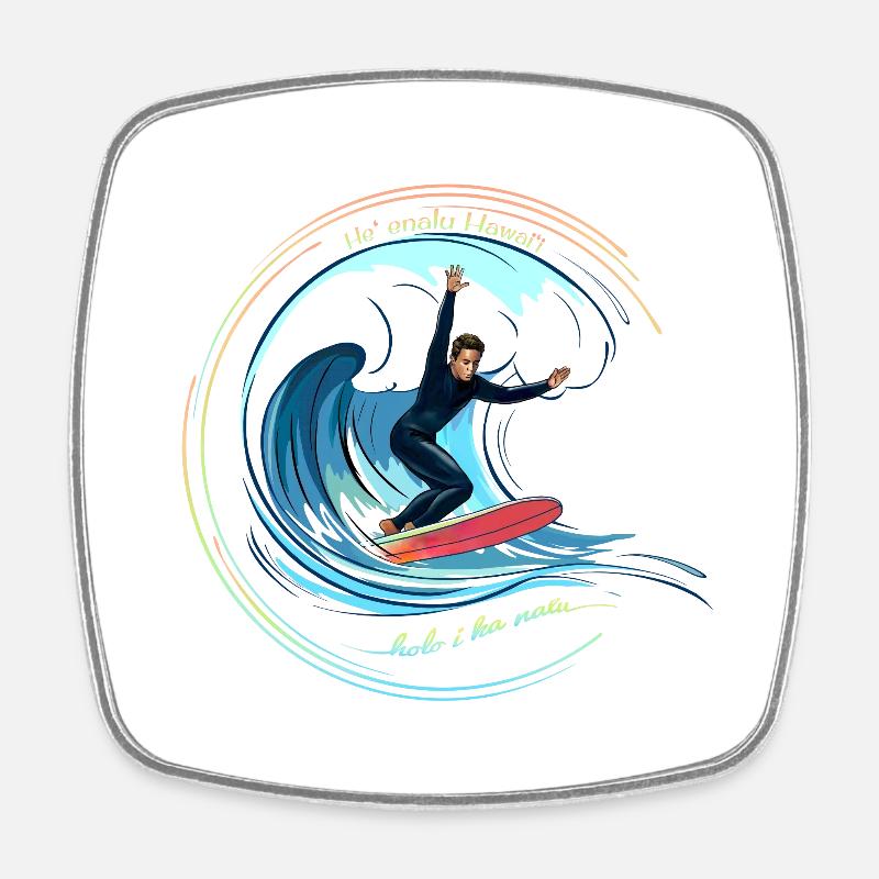 Surfing Hawaiian - Square fridge magnet - white