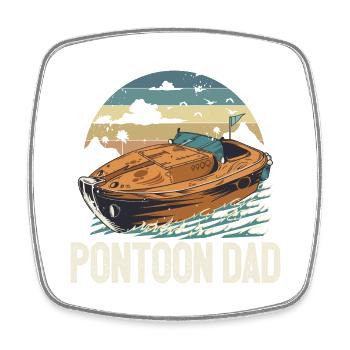 Pontoon Dad Father's Day Motorboating Pontooning - Square fridge magnet - white - Front