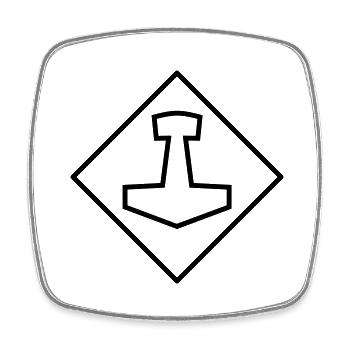 Mjölnir - Viereckiger Kühlschrankmagnet - Weiß - Vorne
