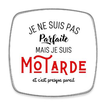 Pas parfaite mais motarde - Magnet carré - blanc - Devant