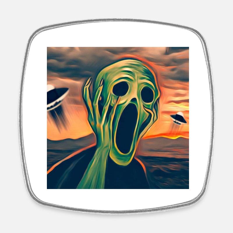 The UFO Scream - Square fridge magnet - white