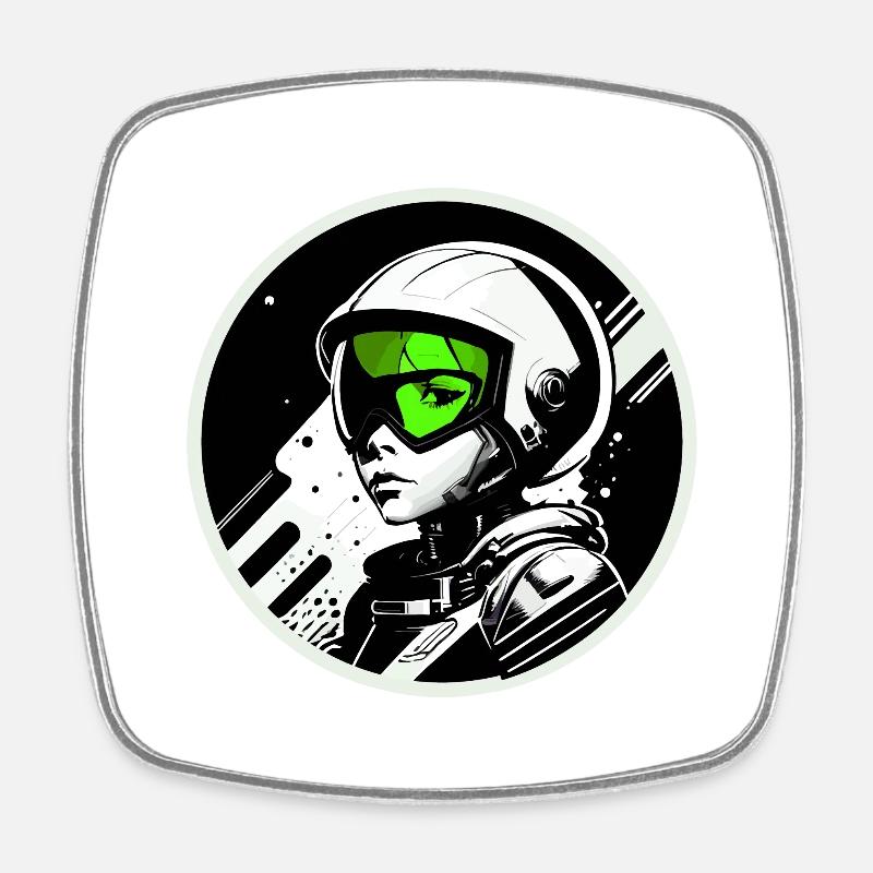 Austronaut logo stamp - Square fridge magnet - white