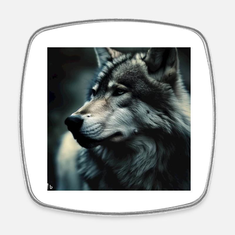 Wolf - Viereckiger Kühlschrankmagnet - Weiß