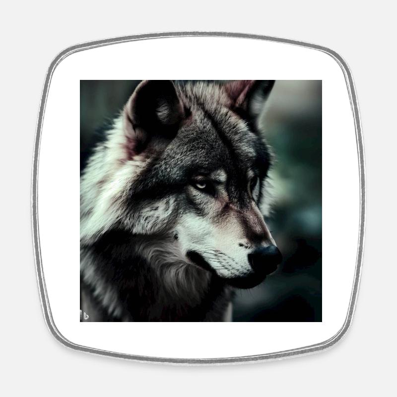 Wolf - Viereckiger Kühlschrankmagnet - Weiß