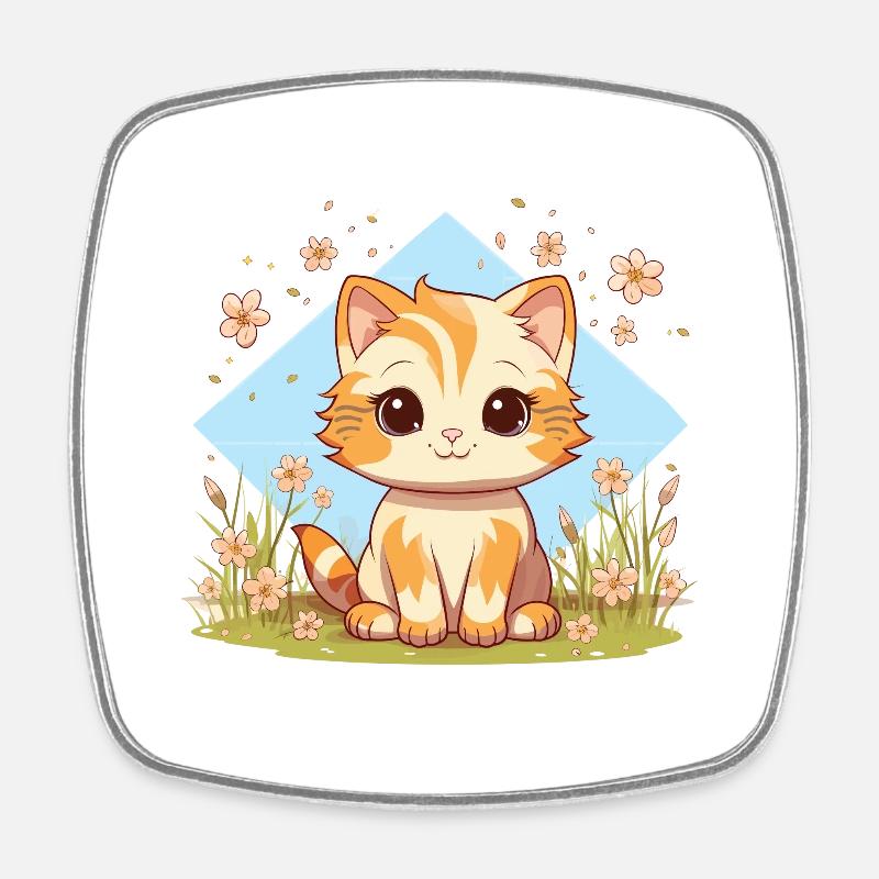 Cat - Square fridge magnet - white
