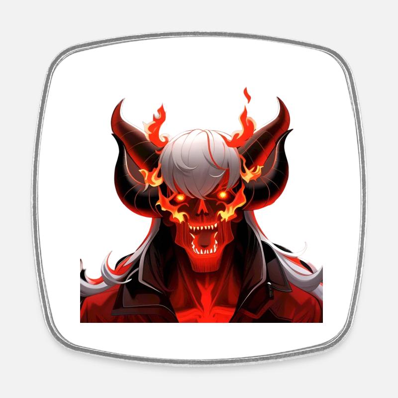 The 4-horned fire and summer devil - Square fridge magnet - white