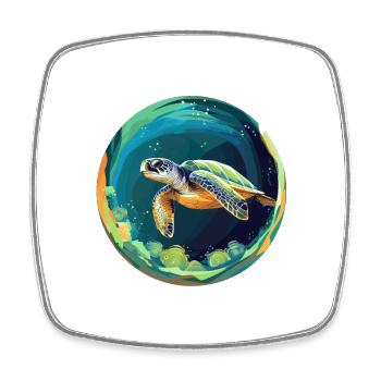 Turtle - Square fridge magnet - white - Front
