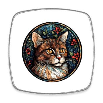 American Wirehair Cat Breed Watercolor Glass - Square fridge magnet - white - Front