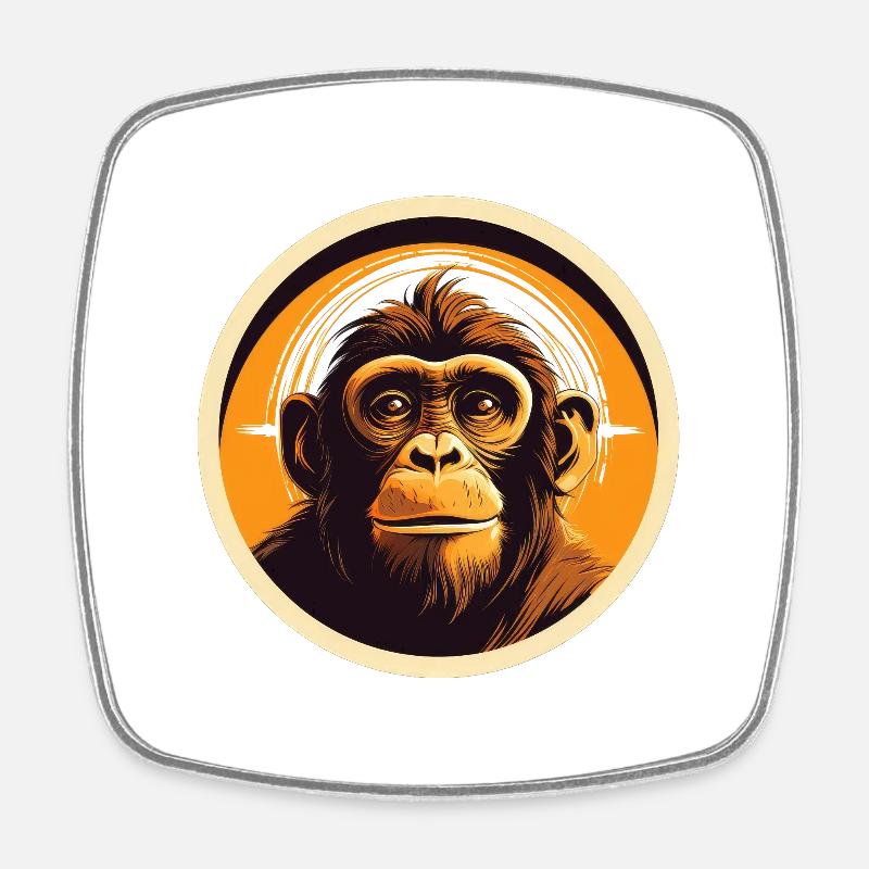 Singe - Magnet carré - blanc