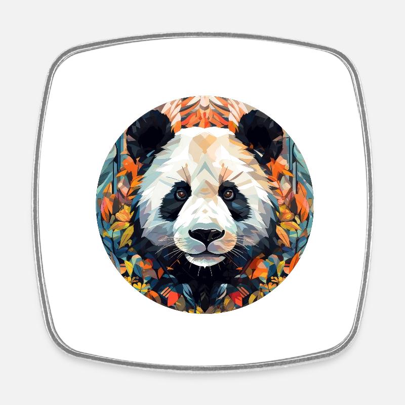 Panda - Magnet carré - blanc