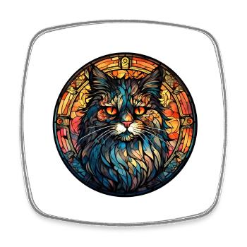 Cymric Katzenrasse Aquarellglas - Viereckiger Kühlschrankmagnet - Weiß - Vorne