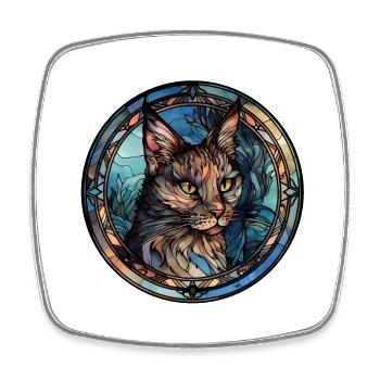 Donskoy Cat Breed Watercolor Glass - Square fridge magnet - white - Front