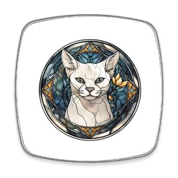 Burmilla Cat Race Aquarelle Verre - Magnet carré - blanc - Devant