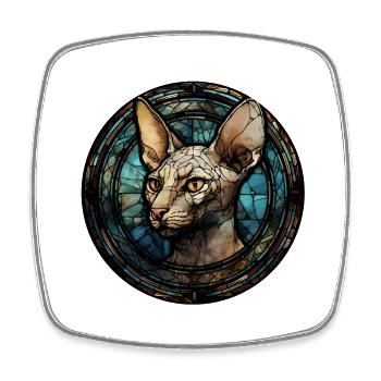 Peterbald Cat Breed Aquarelle Verre - Magnet carré - blanc - Devant