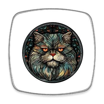 Verre aquarelle de race de chat persan - Magnet carré - blanc - Devant
