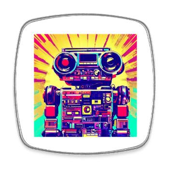 Pop Art Style Robot à partir d’un système stéréo - Magnet carré - blanc - Devant