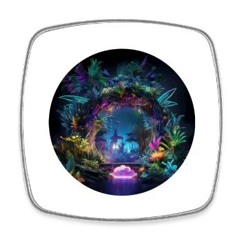 Aventures dans la jungle brillante: Neon Jungle Explore - Magnet carré - blanc - Devant