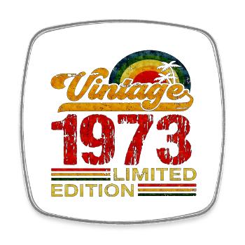 50th Birthday vintage retro Born in 1973 Birthday - Square fridge magnet - white - Front