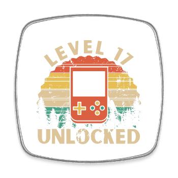 Level 17 freigeschaltet - Viereckiger Kühlschrankmagnet - Weiß - Vorne