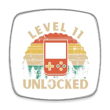 Level 11 freigeschaltet - Viereckiger Kühlschrankmagnet - Weiß - Vorne