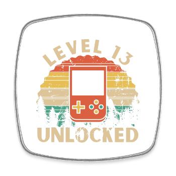 Level 13 freigeschaltet - Viereckiger Kühlschrankmagnet - Weiß - Vorne