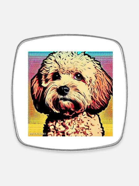 Poodle Cross pop art - Square fridge magnet - white