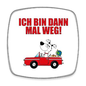 HUND - AUTO - Viereckiger Kühlschrankmagnet - Weiß - Vorne