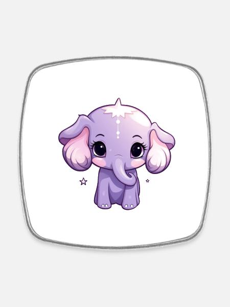Bebé elefante kawaii - Imán de nevera cuadrado - blanco